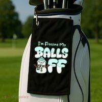Funny Snowman I Am Freezing My Balls Off Golf Towel thumb 2