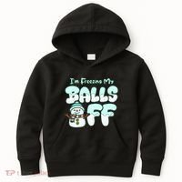 Funny Snowman I Am Freezing My Balls Off Kids Hoodie thumb 0