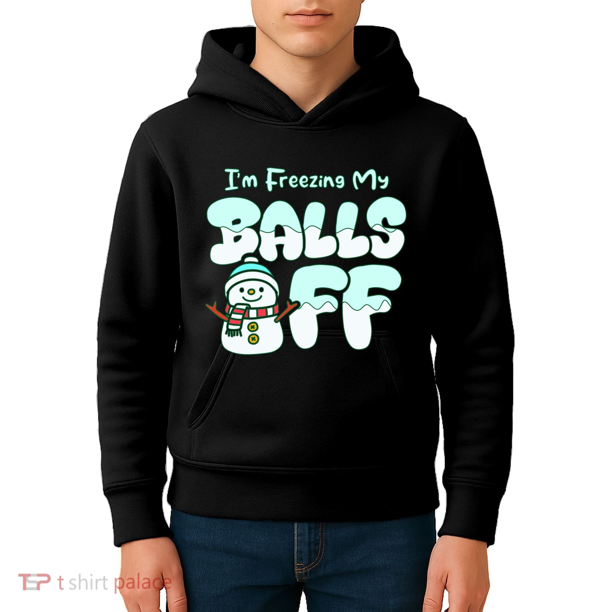 Funny Snowman I Am Freezing My Balls Off Kids Hoodie