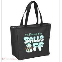 Funny Snowman I Am Freezing My Balls Off Tote Bag thumb 2