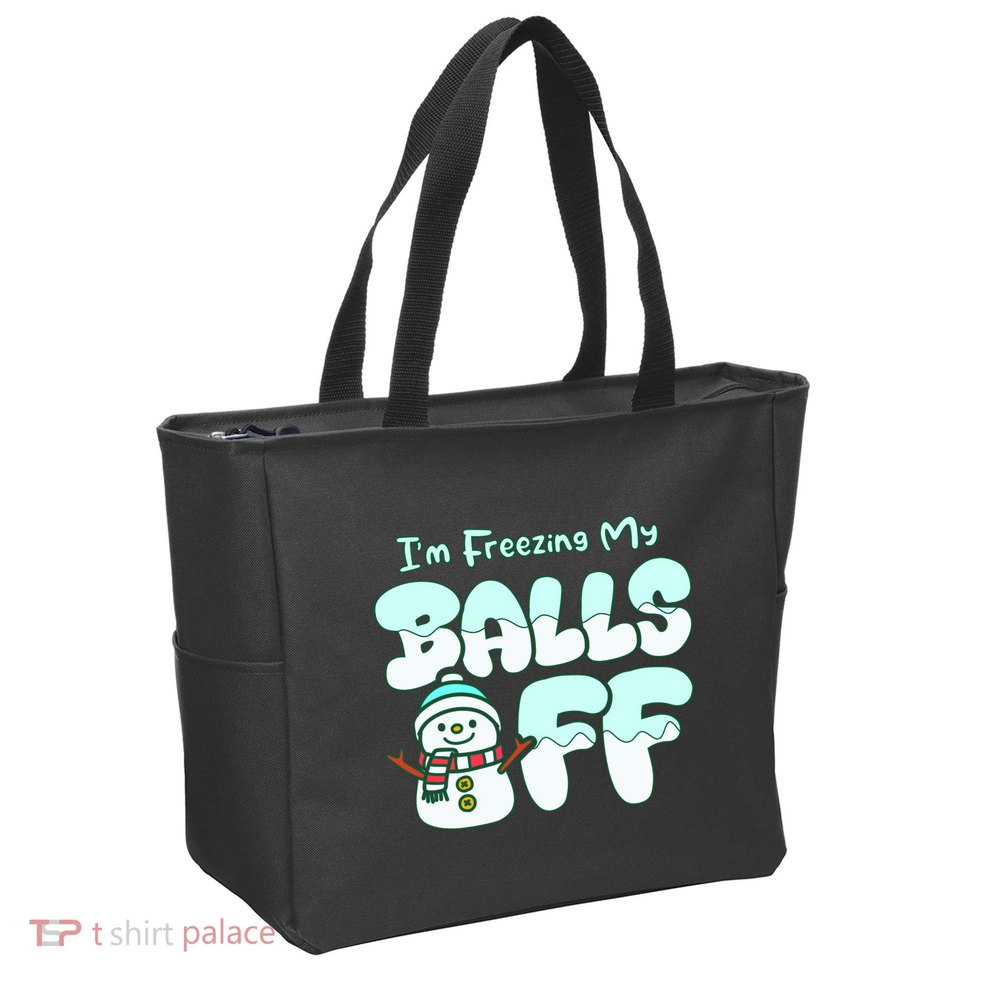 Funny Snowman I Am Freezing My Balls Off Tote Bag