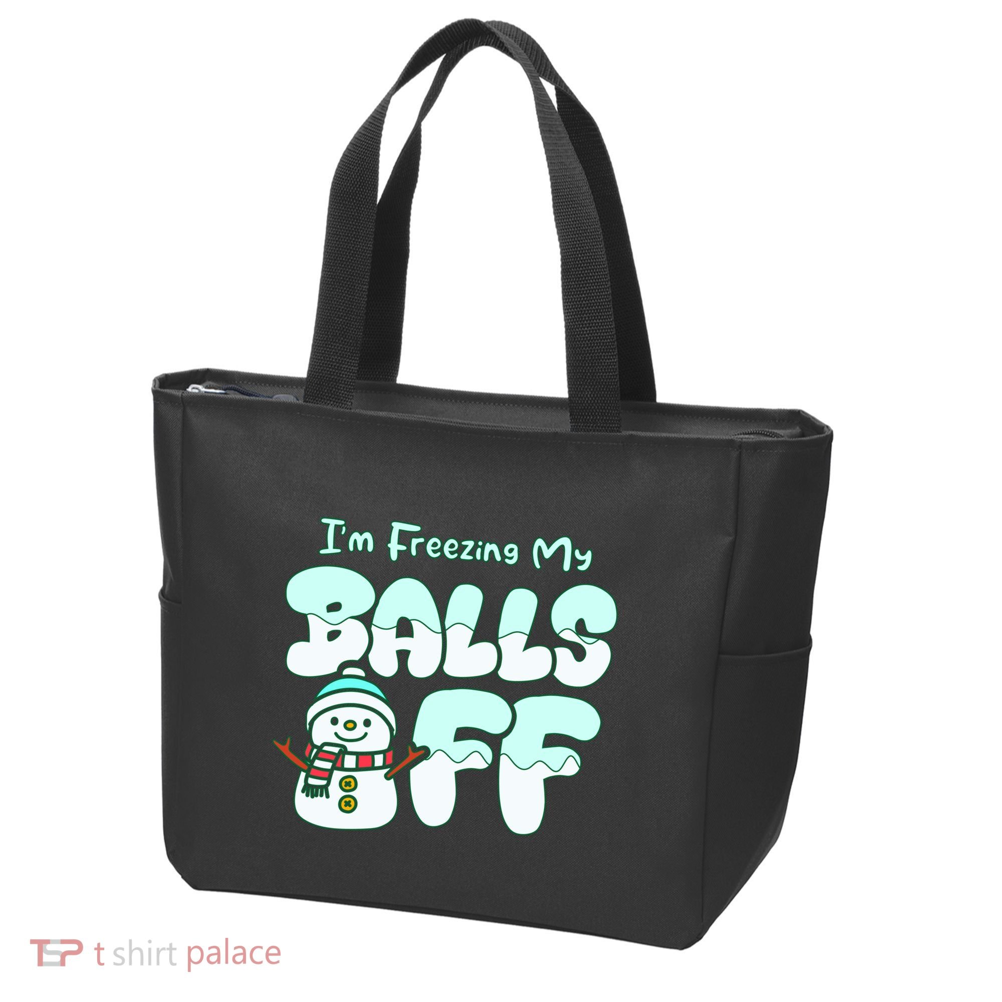 Funny Snowman I Am Freezing My Balls Off Tote Bag
