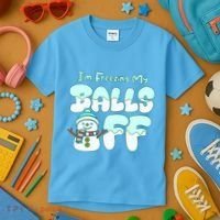 Funny Snowman I Am Freezing My Balls Off Kids T-Shirt thumb 3
