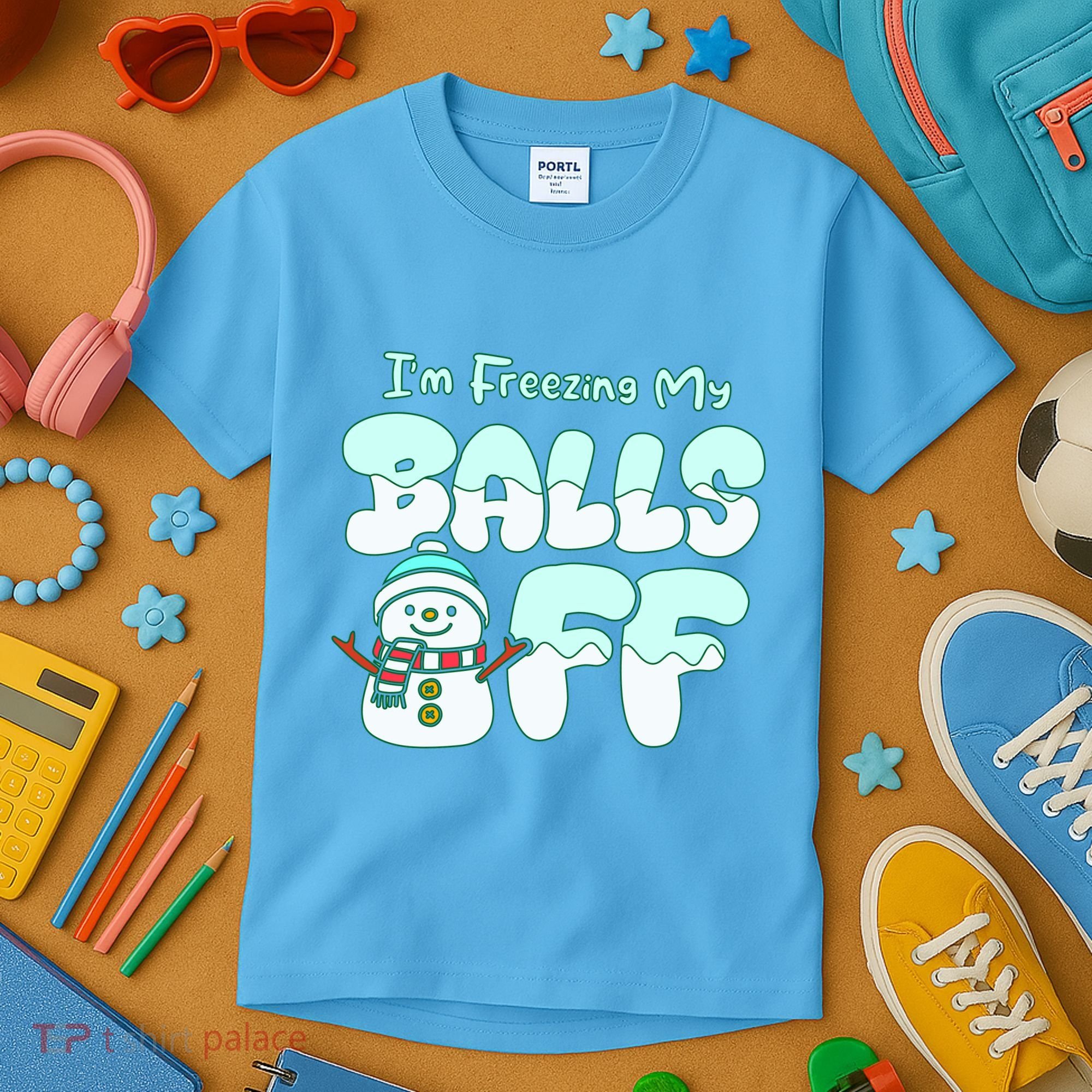 Funny Snowman I Am Freezing My Balls Off Kids T-Shirt