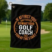 Funny Sport Instructor And Player Funny Golf Coach Gift Golf Towel thumb 1