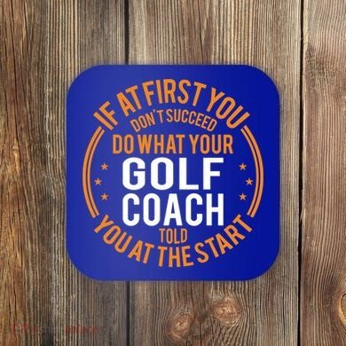 Funny Sport Instructor And Player Funny Golf Coach Gift Coaster