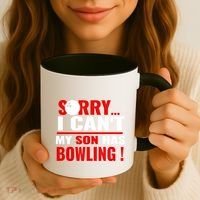 Funny Sorry I CanT My Son Has Bowling For Bowling Mom Dad Gift Coffee Mug thumb 3