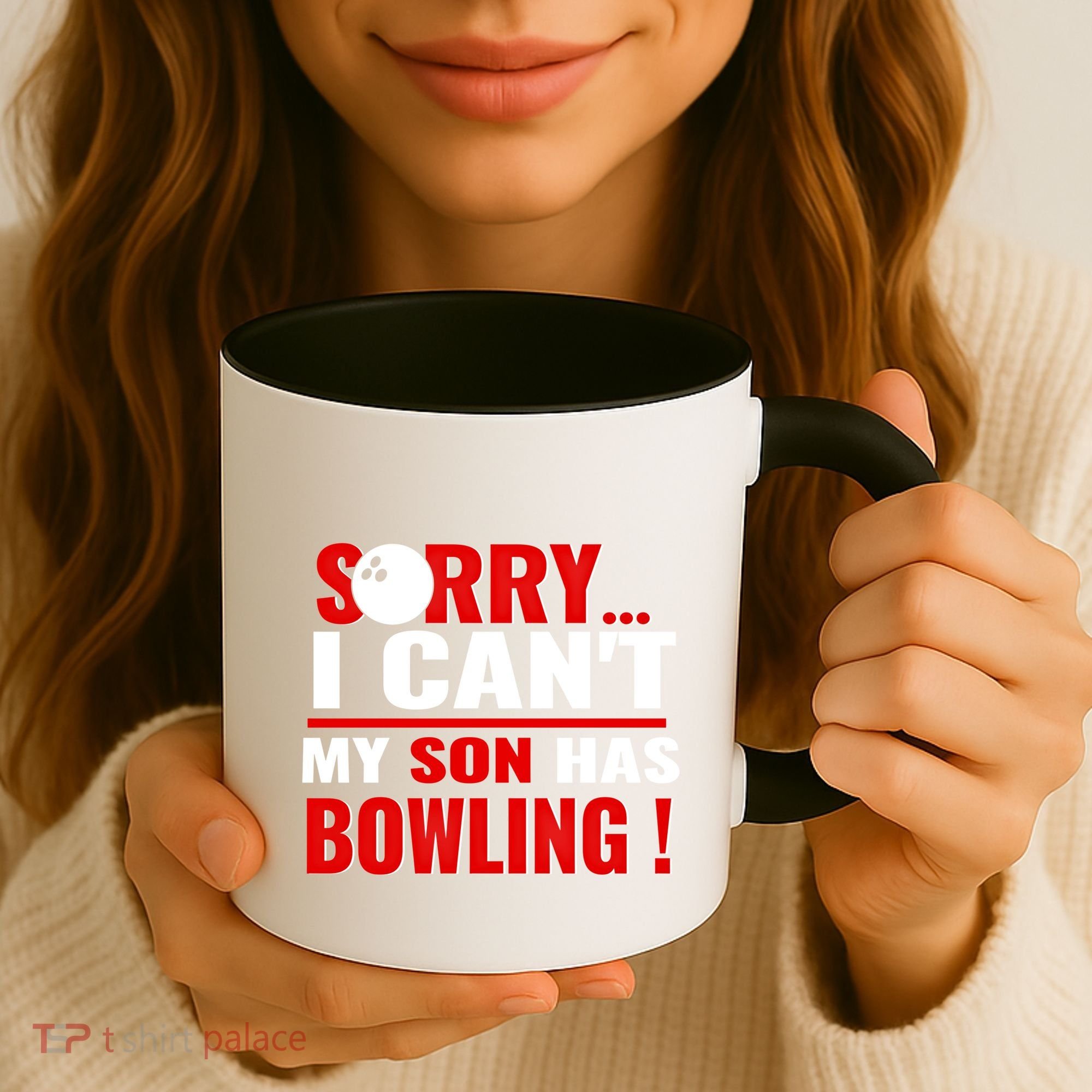 Funny Sorry I CanT My Son Has Bowling For Bowling Mom Dad Gift Coffee Mug