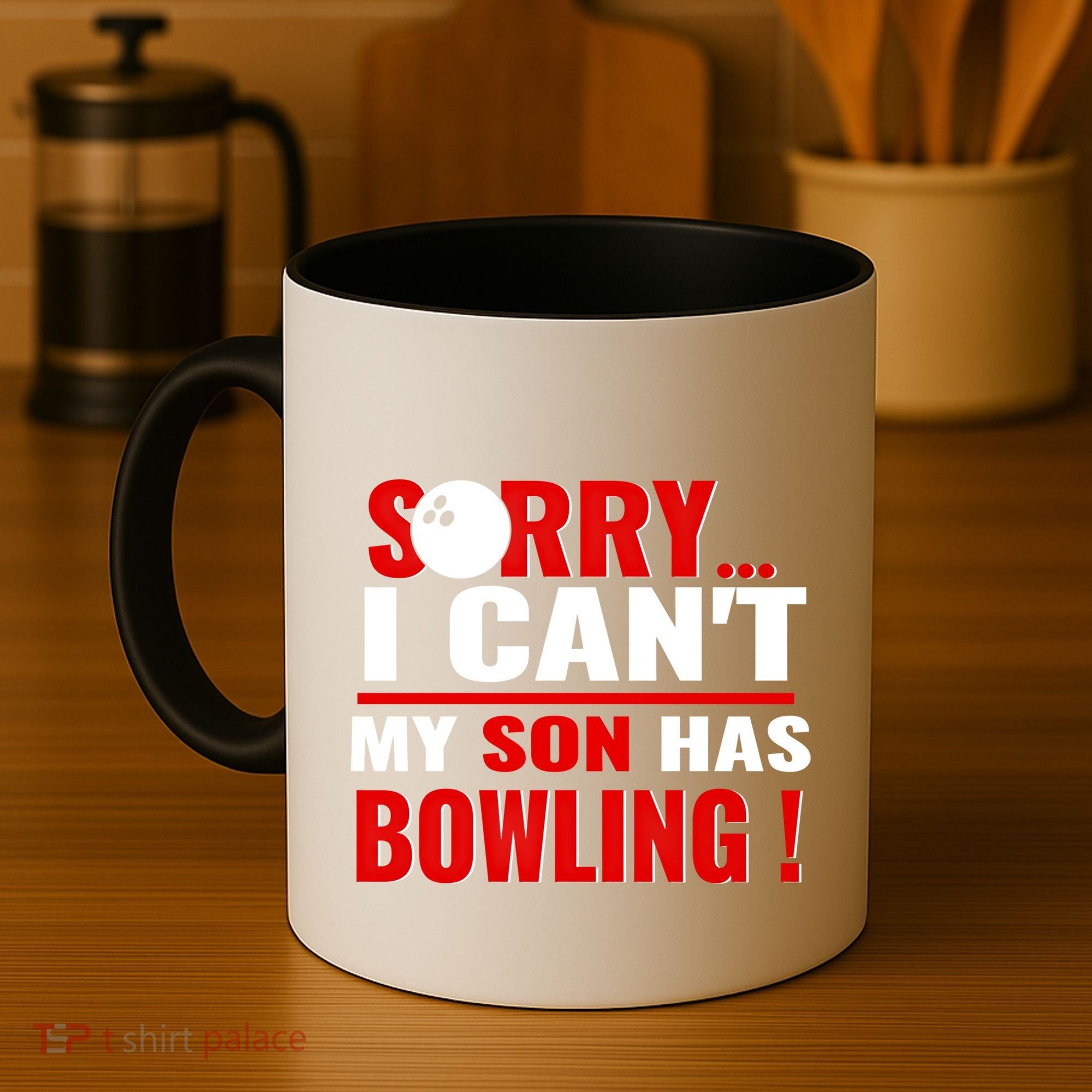 Funny Sorry I CanT My Son Has Bowling For Bowling Mom Dad Gift Coffee Mug