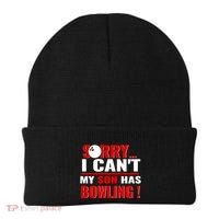 Funny Sorry I CanT My Son Has Bowling For Bowling Mom Dad Gift Beanie thumb 0