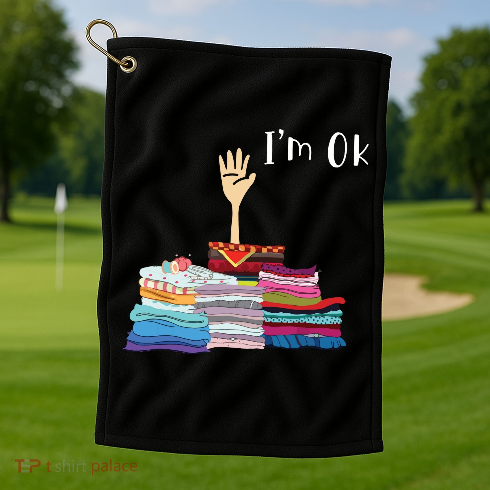 Funny Sewing Im Ok Hand Sewing Lovers Gift Golf Towel