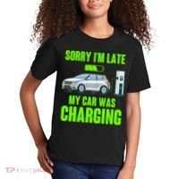 Funny Sorry Im Late My Car Was Charging Kids T-Shirt thumb 2