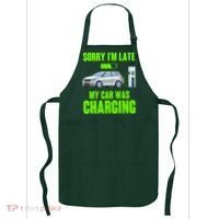 Funny Sorry Im Late My Car Was Charging Apron thumb 0