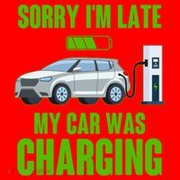 Funny Sorry Im Late My Car Was Charging Santa Hat thumb 1