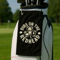 Funny Shamrock Irish St Patricks Day Dibs On The Redhead Golf Towel thumb 2