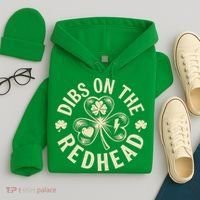 Funny Shamrock Irish St Patricks Day Dibs On The Redhead Hoodie thumb 4