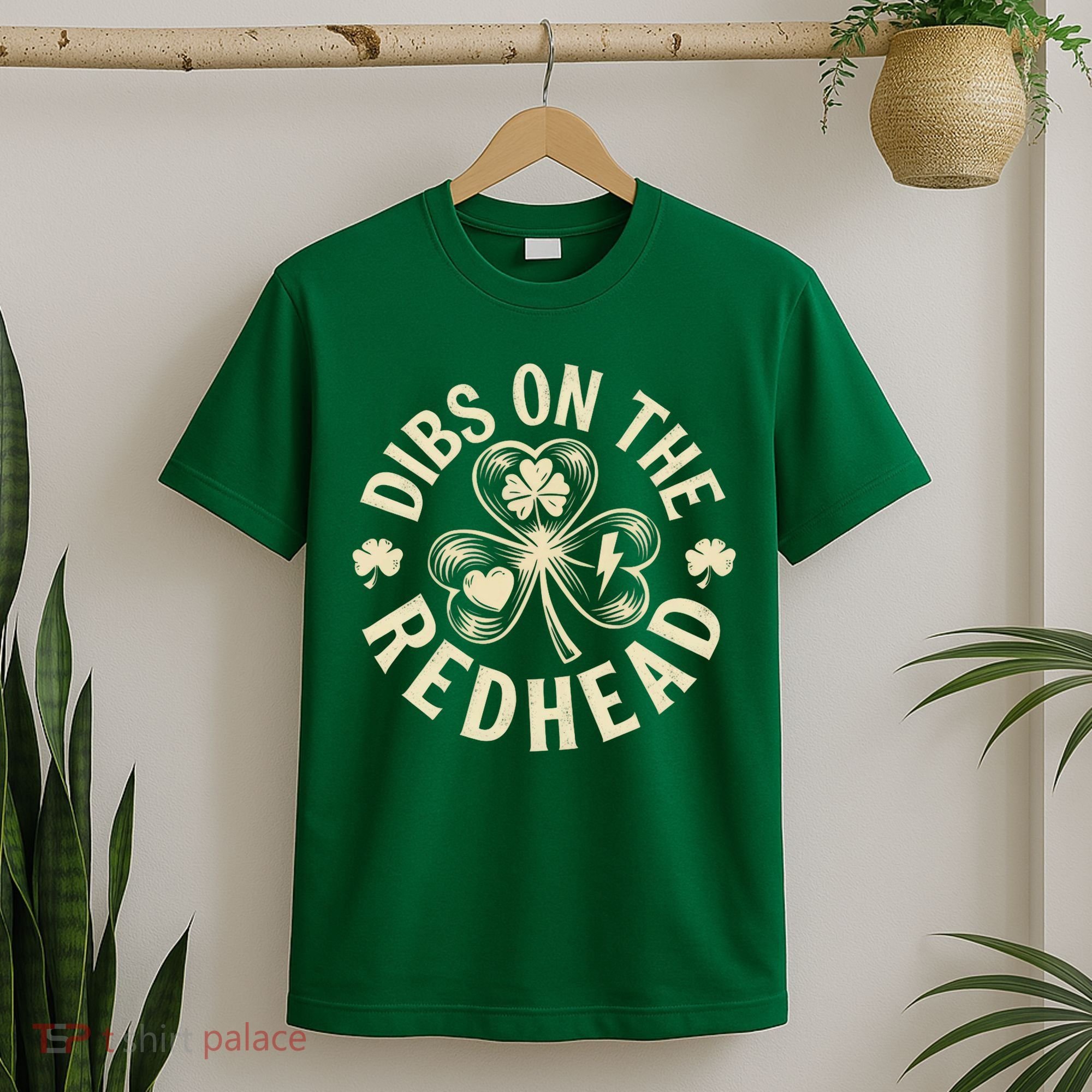 Funny Shamrock Irish St Patricks Day Dibs On The Redhead T-Shirt