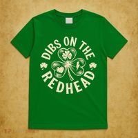 Funny Shamrock Irish St Patricks Day Dibs On The Redhead T-Shirt thumb 5