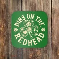 Funny Shamrock Irish St Patricks Day Dibs On The Redhead Coaster thumb 0
