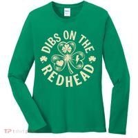 Funny Shamrock Irish St Patricks Day Dibs On The Redhead Women's Long Sleeve Shirt thumb 0