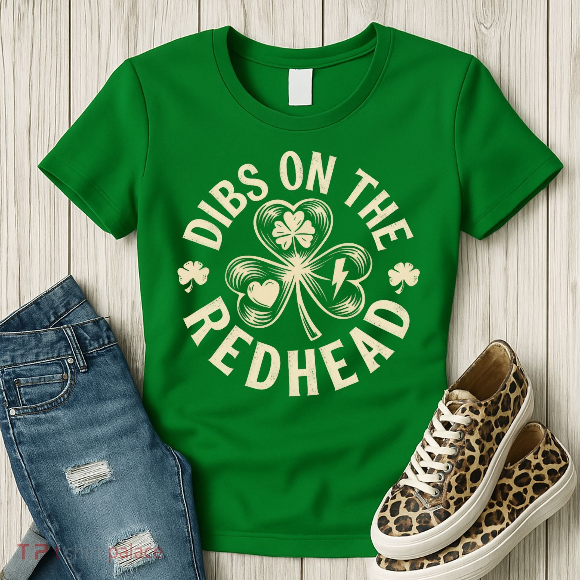 Funny Shamrock Irish St Patricks Day Dibs On The Redhead Women's T-Shirt