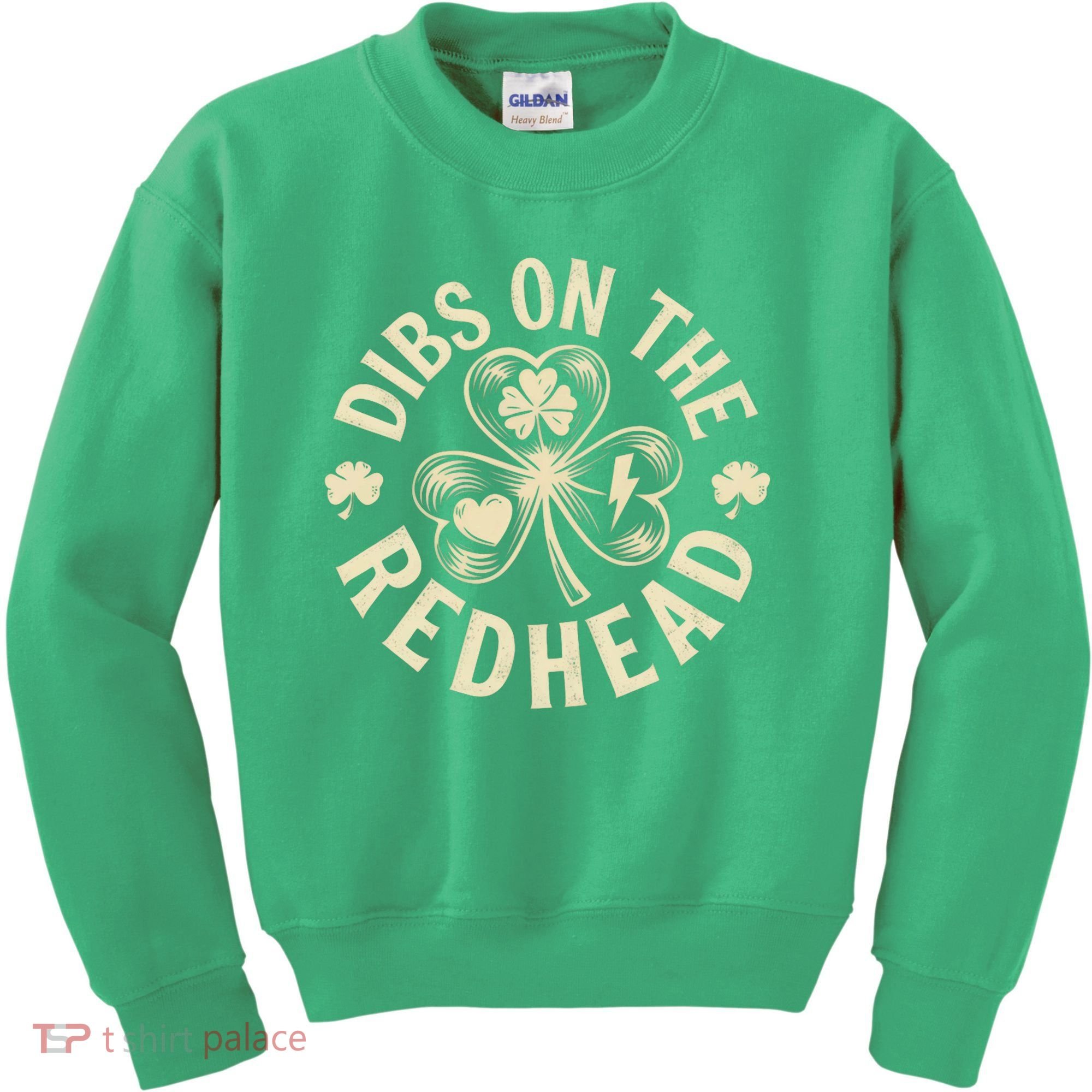 Funny Shamrock Irish St Patricks Day Dibs On The Redhead Kids Sweatshirt