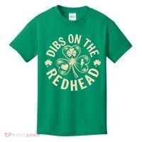 Funny Shamrock Irish St Patricks Day Dibs On The Redhead Kids T-Shirt thumb 0