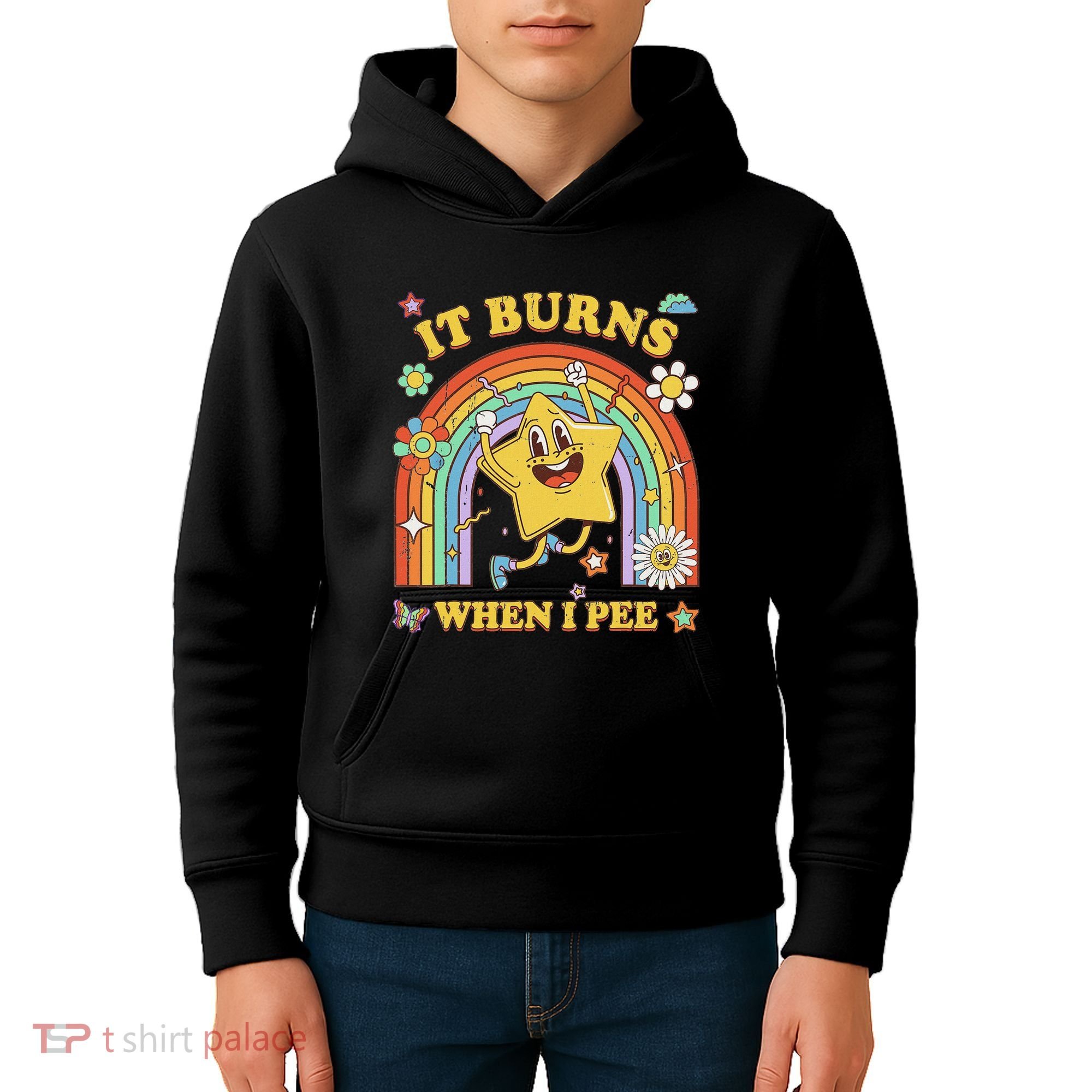 Funny Saying It Burns When I Pee Sarcastic Meme Kids Hoodie