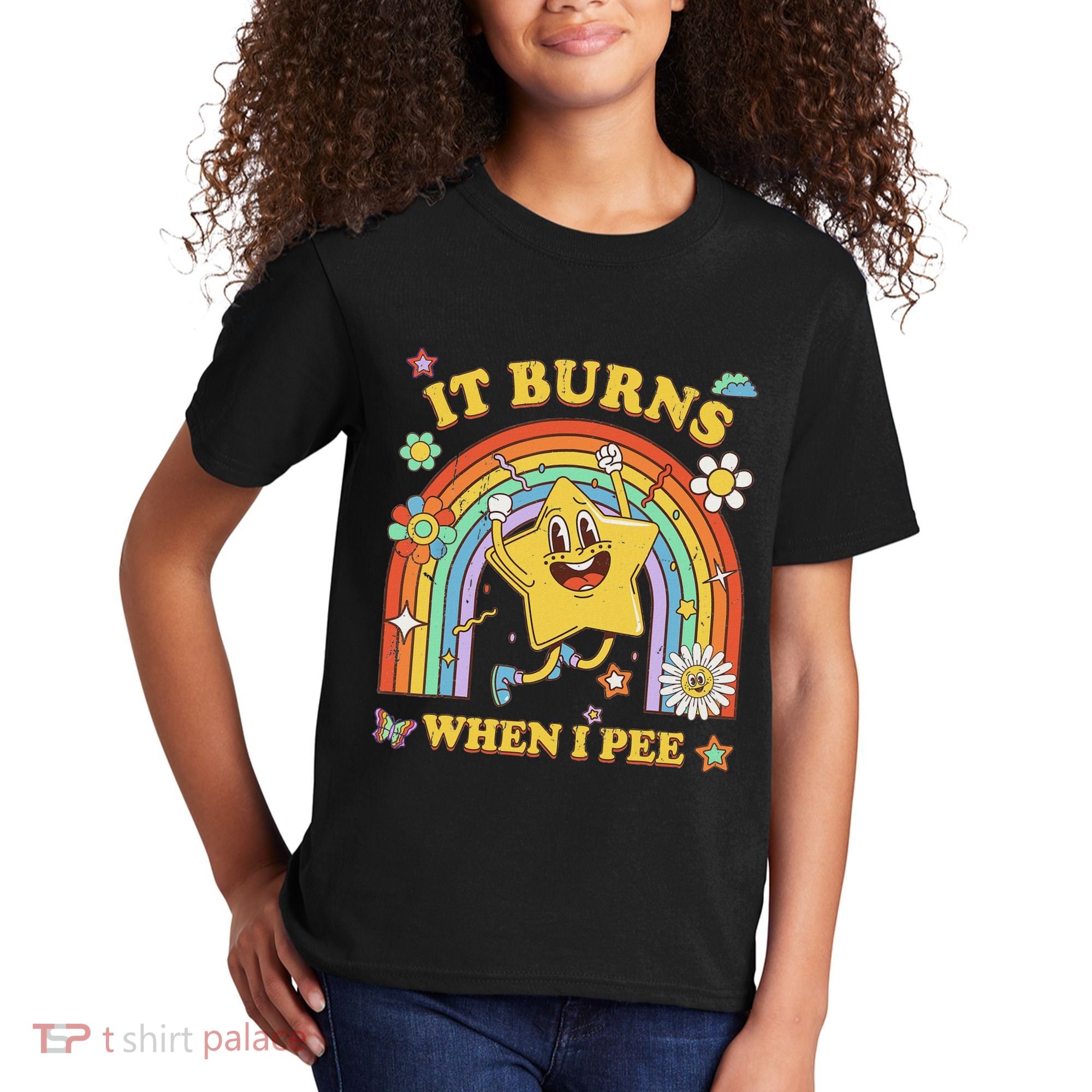 Funny Saying It Burns When I Pee Sarcastic Meme Kids T-Shirt