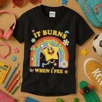Funny Saying It Burns When I Pee Sarcastic Meme Kids T-Shirt thumb 3