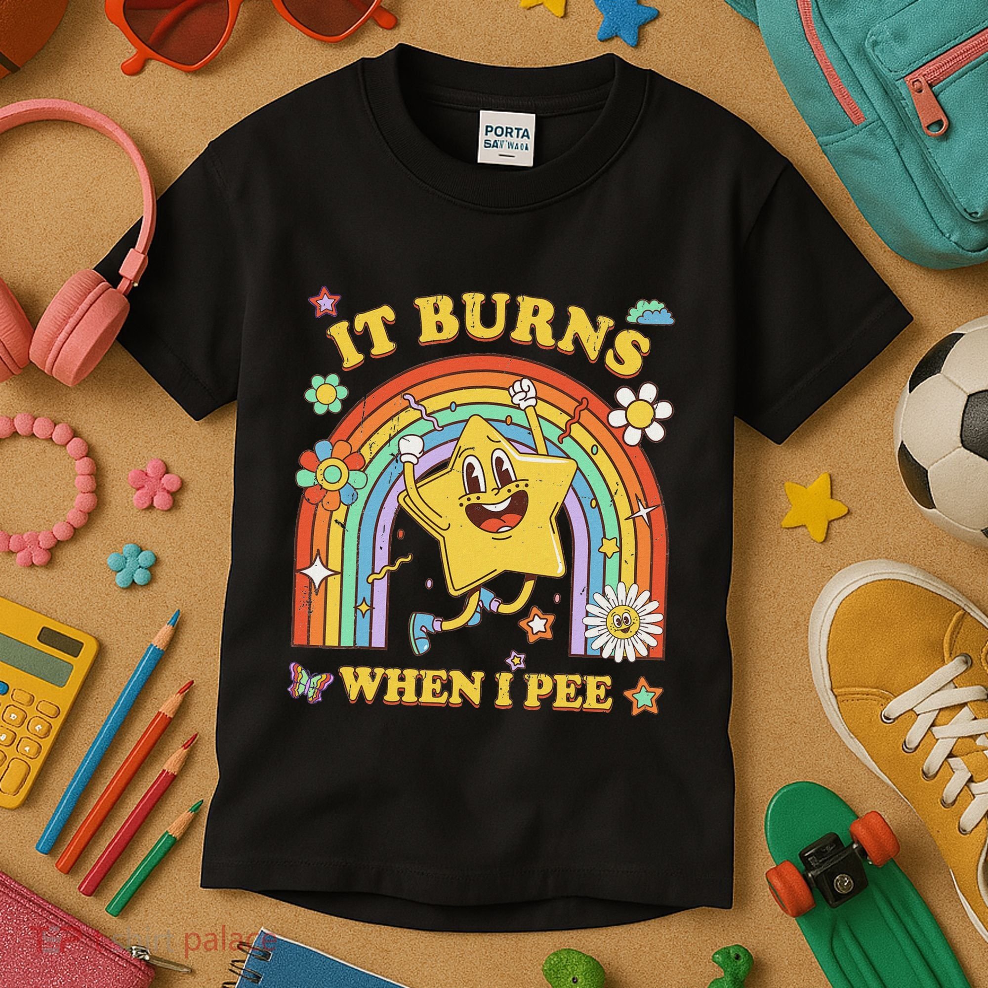 Funny Saying It Burns When I Pee Sarcastic Meme Kids T-Shirt