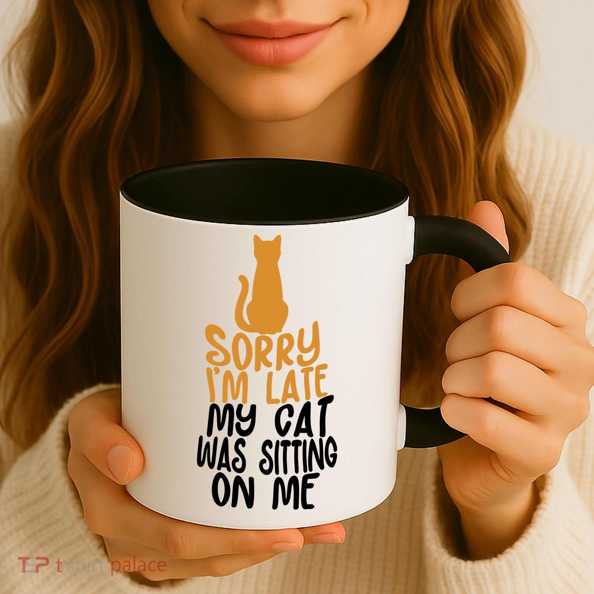 Funny Sorry Im Late My Cat Was Sitting On Me Coffee Mug