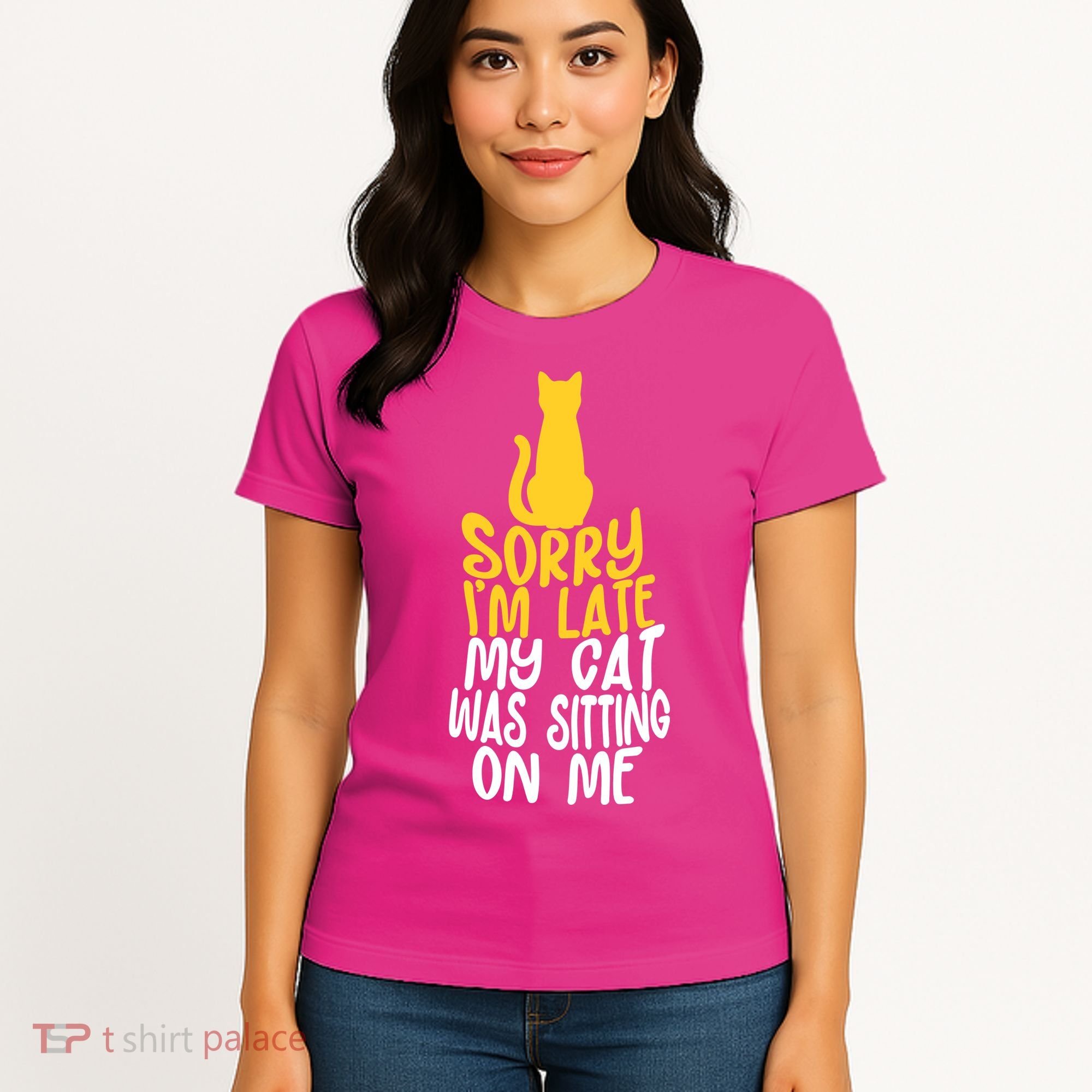 Funny Sorry Im Late My Cat Was Sitting On Me Women's T-Shirt
