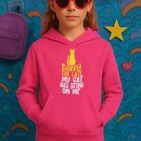 Funny Sorry Im Late My Cat Was Sitting On Me Kids Hoodie thumb 3