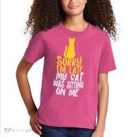 Funny Sorry Im Late My Cat Was Sitting On Me Kids T-Shirt thumb 2