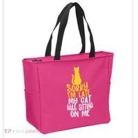 Funny Sorry Im Late My Cat Was Sitting On Me Tote Bag thumb 2