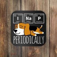 Funny Science I Nap Periodic Table Meme Meh Beagle Dog Gift Coaster thumb 0