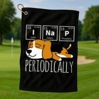 Funny Science I Nap Periodic Table Meme Meh Beagle Dog Gift Golf Towel thumb 1
