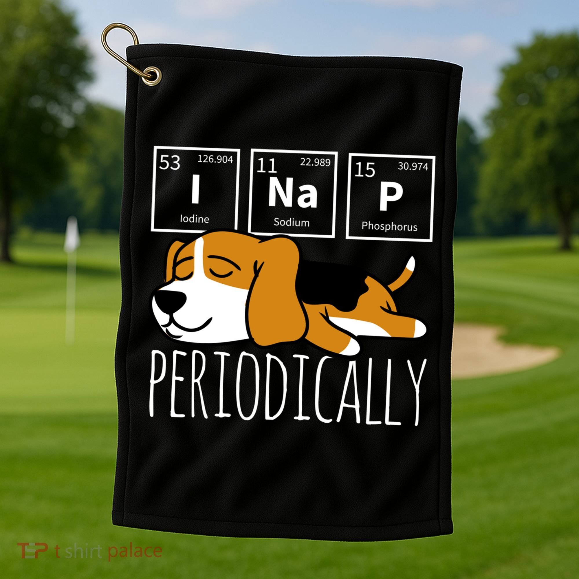 Funny Science I Nap Periodic Table Meme Meh Beagle Dog Gift Golf Towel