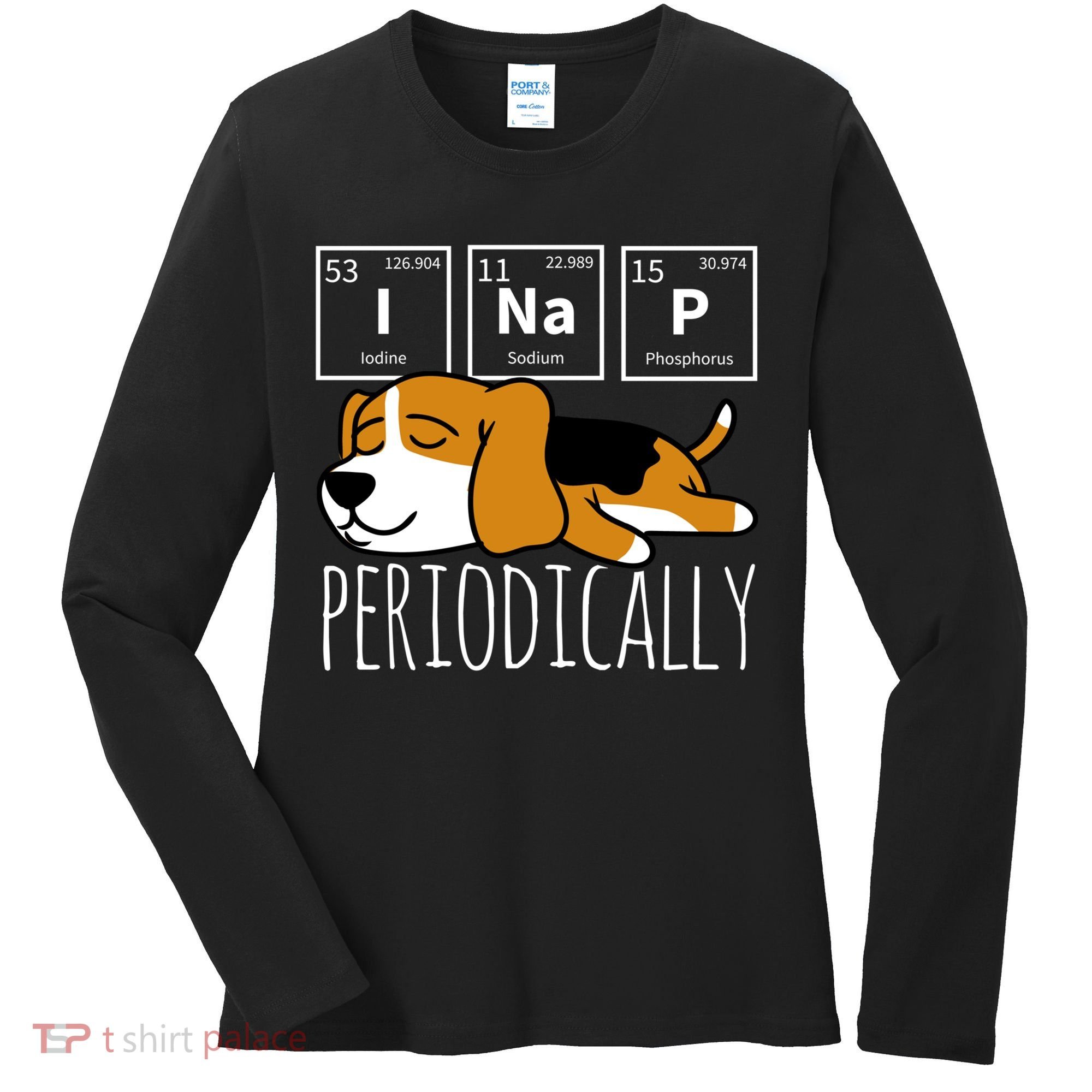 Funny Science I Nap Periodic Table Meme Meh Beagle Dog Gift Women's Long Sleeve Shirt