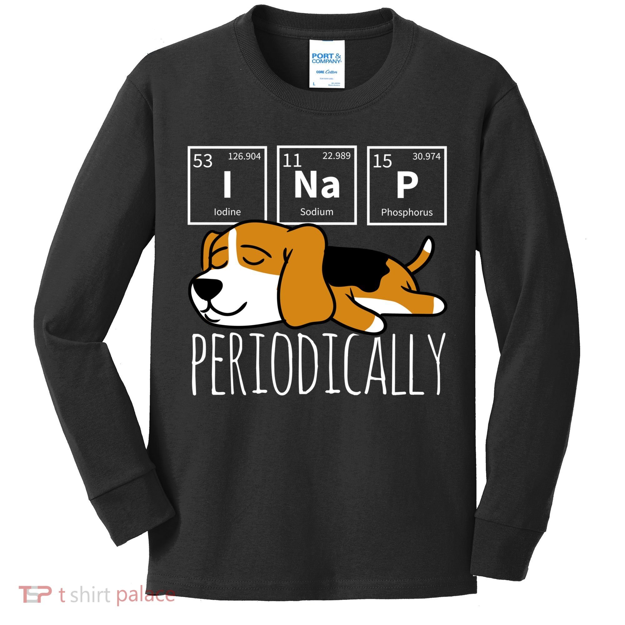 Funny Science I Nap Periodic Table Meme Meh Beagle Dog Gift Kids Long Sleeve Shirt