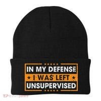 Funny Saying In My Defense I Was Left Unsupervised Retro Beanie thumb 0