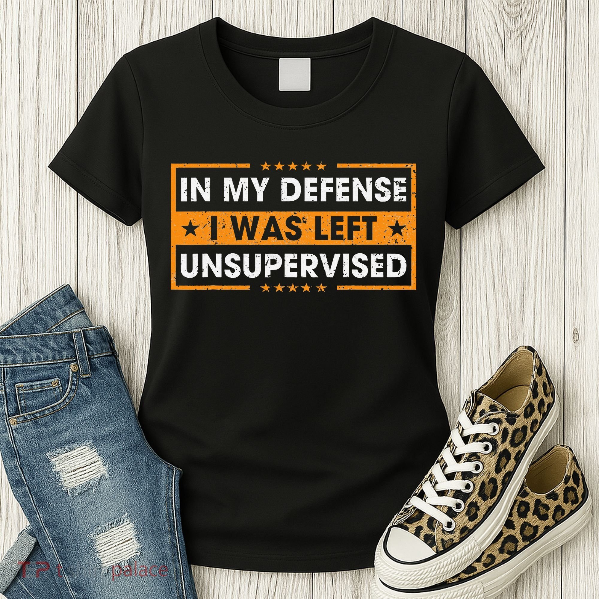 Funny Saying In My Defense I Was Left Unsupervised Retro Women's T-Shirt
