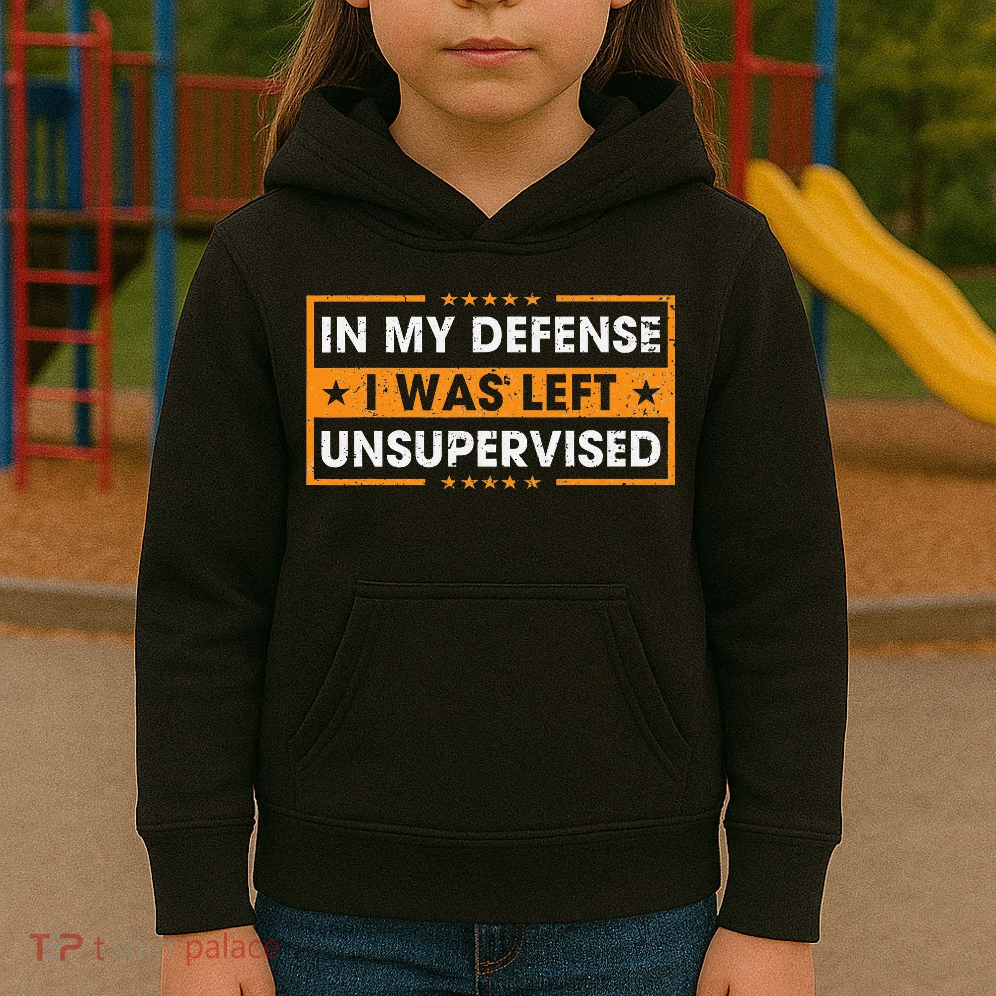 Funny Saying In My Defense I Was Left Unsupervised Retro Kids Hoodie