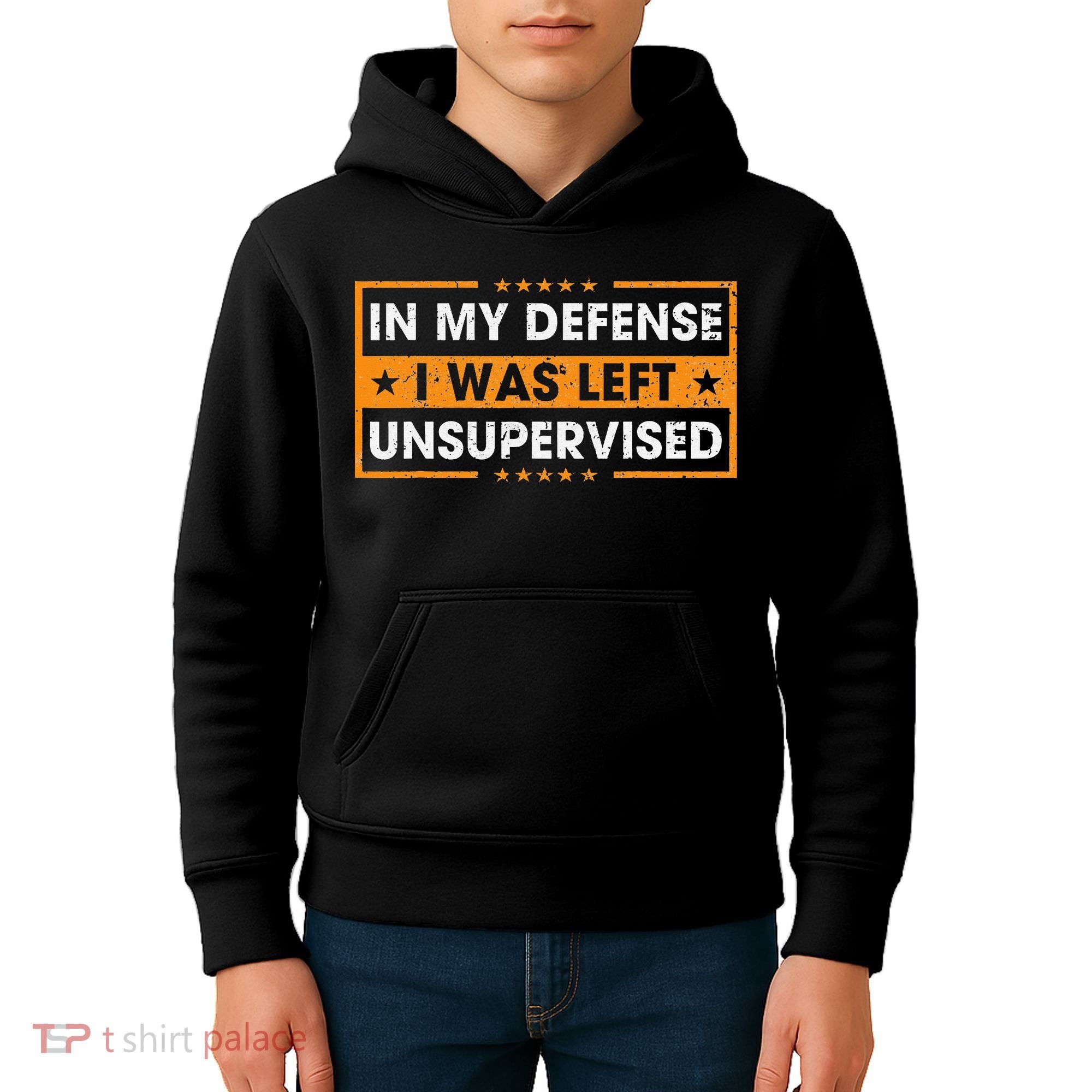 Funny Saying In My Defense I Was Left Unsupervised Retro Kids Hoodie