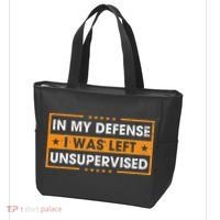 Funny Saying In My Defense I Was Left Unsupervised Retro Tote Bag thumb 3