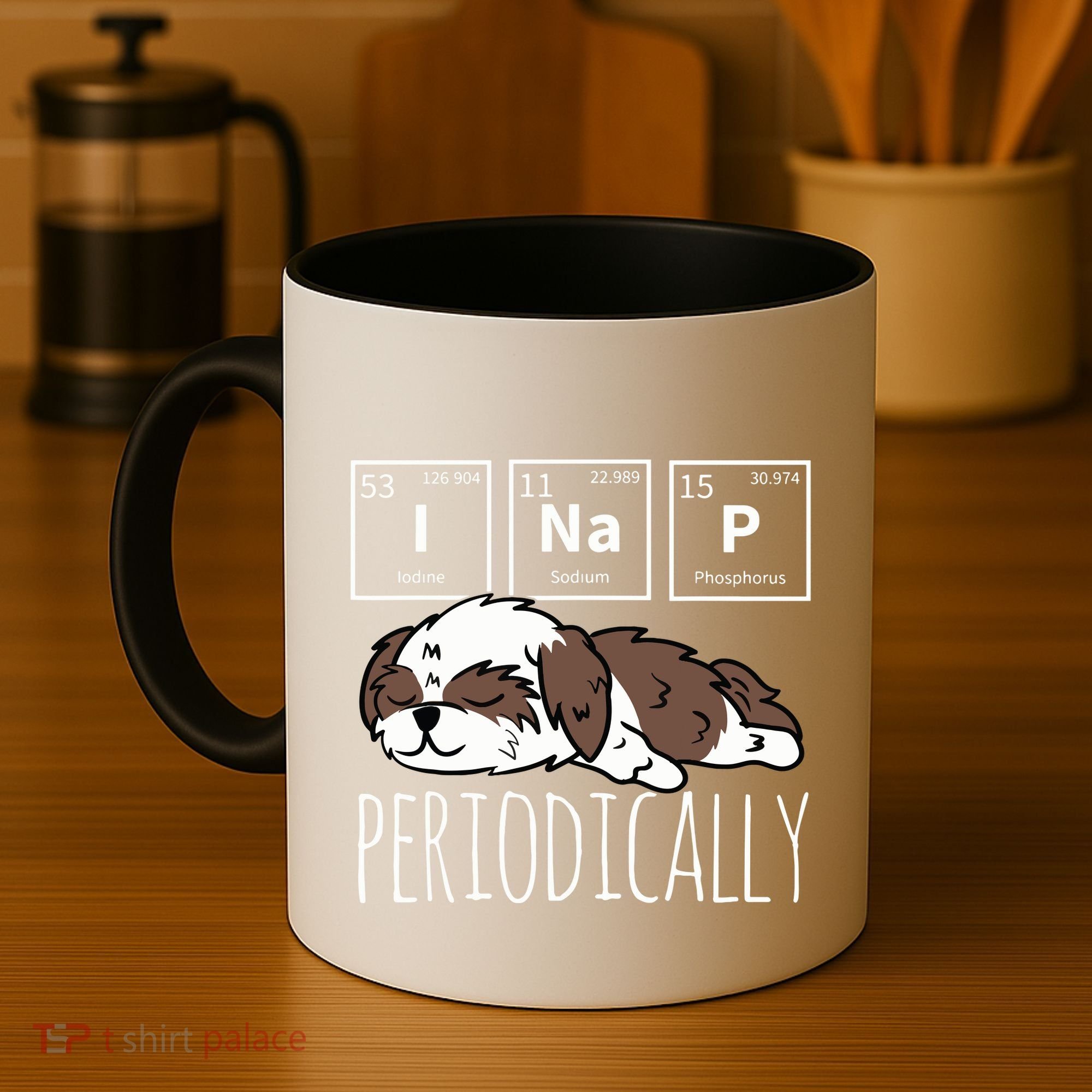 Funny Science I NAP Periodic Table Meme Meh Shih Tzu Dog Coffee Mug