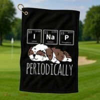 Funny Science I NAP Periodic Table Meme Meh Shih Tzu Dog Golf Towel thumb 1