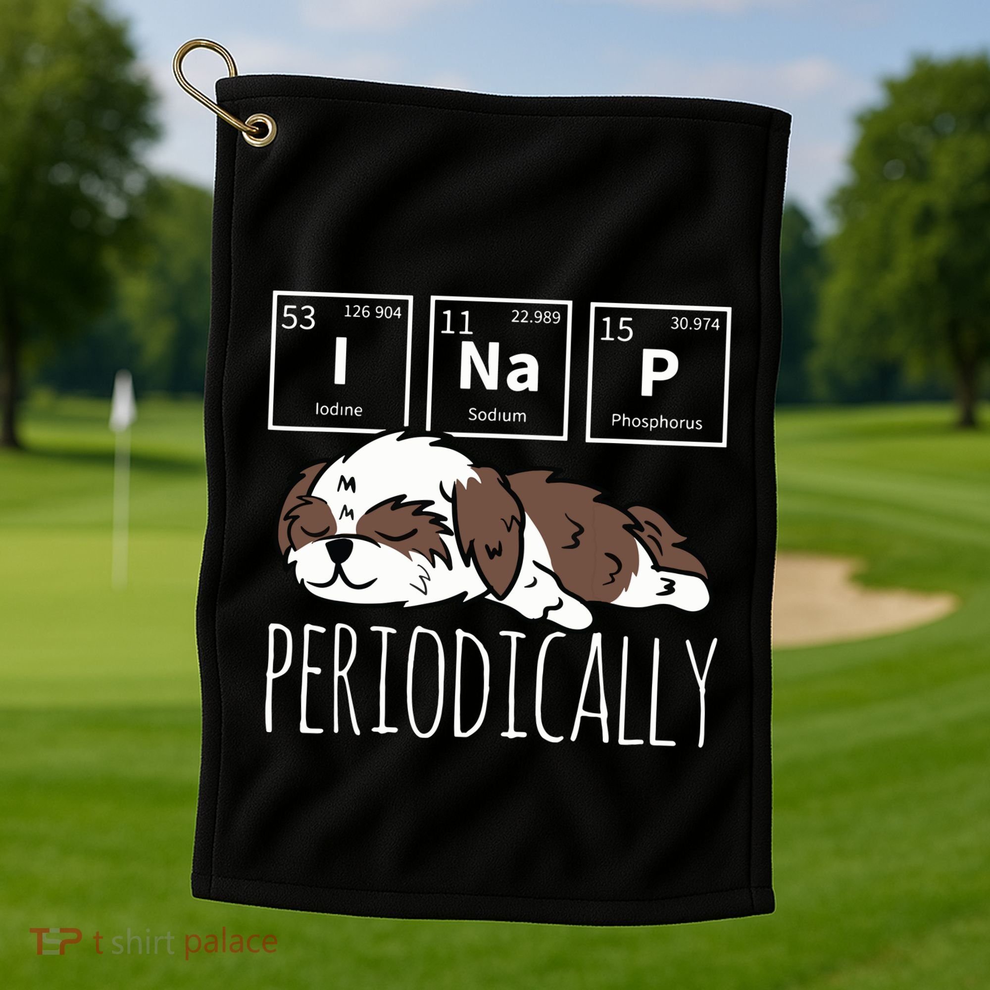 Funny Science I NAP Periodic Table Meme Meh Shih Tzu Dog Golf Towel