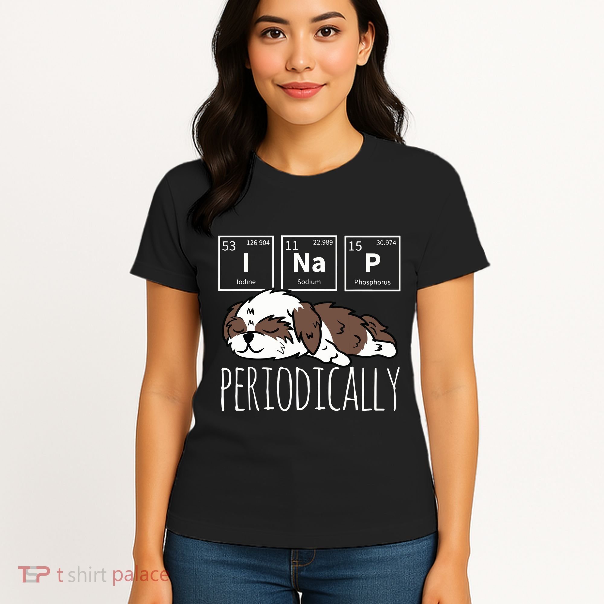 Funny Science I NAP Periodic Table Meme Meh Shih Tzu Dog Women's T-Shirt